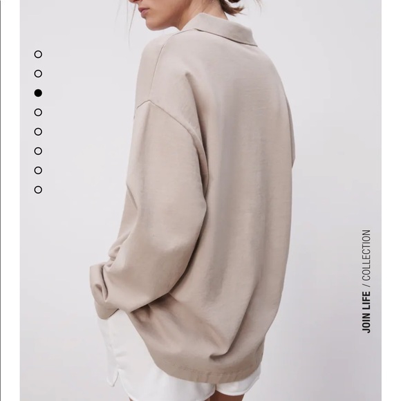 Zara Washed Effect Polo Top in Beige - Picture 4 of 10